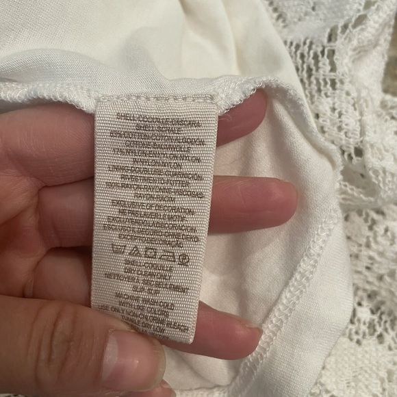 FREE PEOPLE Medium TEA LACE DRESS IVORY LACEY chic Peasant  distressed mini - Picture 12 of 12